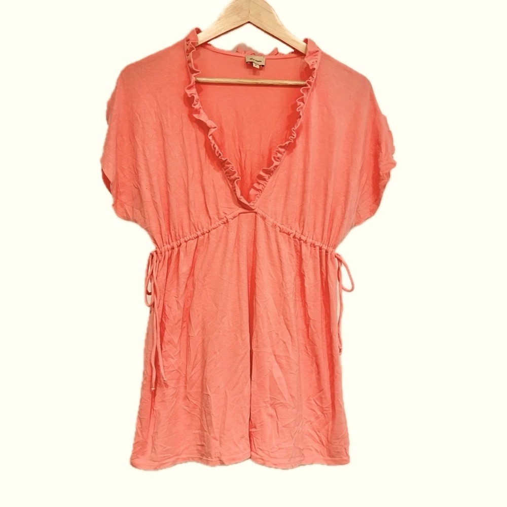 Vintage Anthropologie by Ella Moss Coral Ruffle Empire Waist Top Large